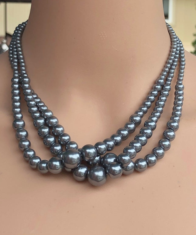 Vintage Silver faux pearl 16” choler necklace NWOT