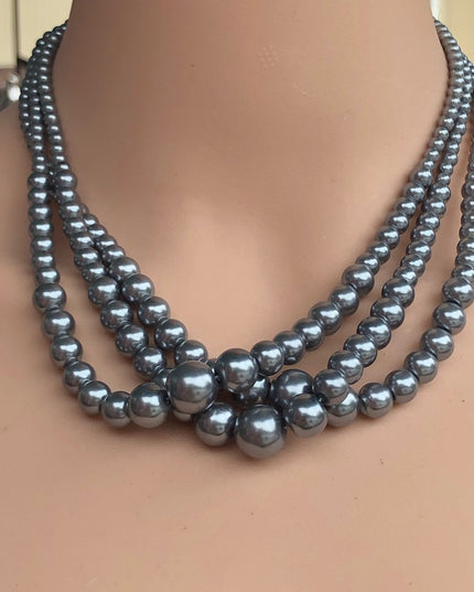 Vintage Silver faux pearl 16” choler necklace NWOT