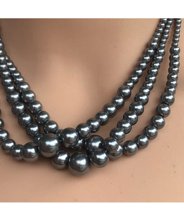Vintage Silver faux pearl 16” choler necklace NWOT