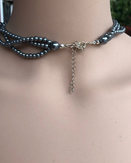 Vintage Silver faux pearl 16” choler necklace NWOT