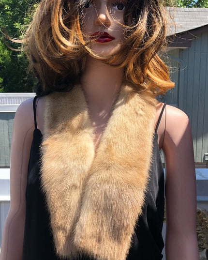 Vintage 36” Blond mink fur collar stole scarf