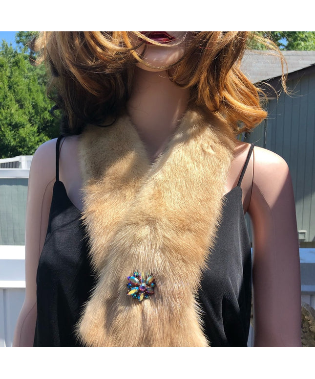 Vintage 36” Blond mink fur collar stole scarf