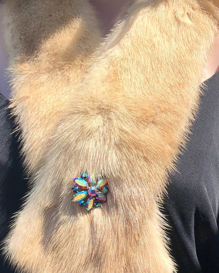 Vintage 36” Blond mink fur collar stole scarf