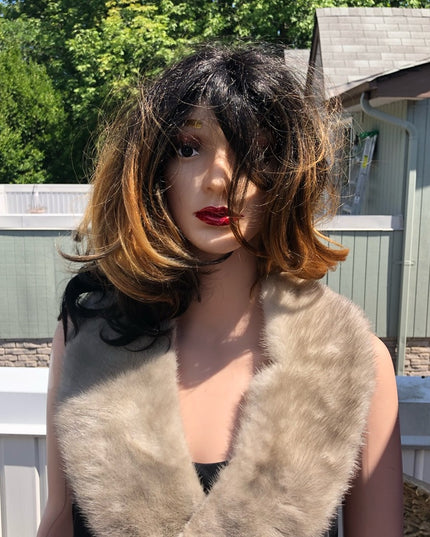 Vintage 44” Silver Mink fur stole collar scarf