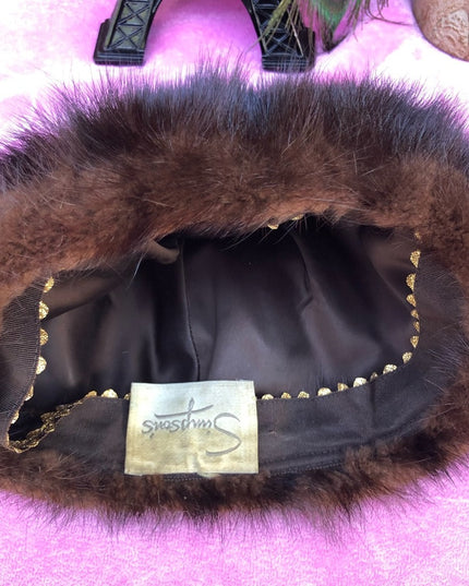 Vintage Simpsons Brown Mink fur Hat Sz sm