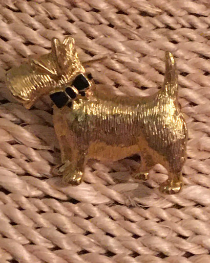 Vintage Dog scottie brooch gold tone