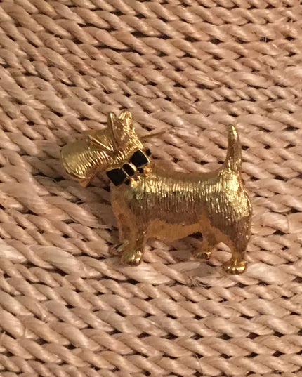 Vintage Dog scottie brooch gold tone