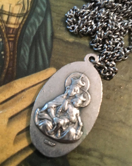VTG Jesus Catholic Metal necklace medallion Mary Catholic religious
