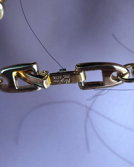 - Vintage New Napier Gold necklace Black enamel