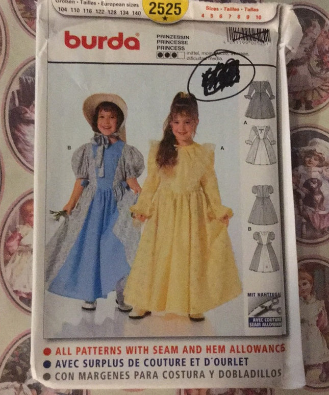 Burda Princess sewing pattern costume Uncut
