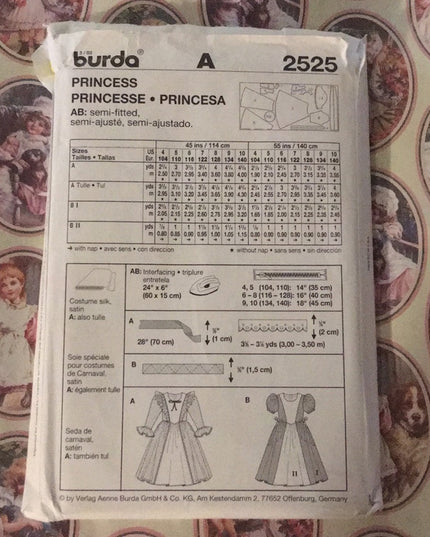 Burda Princess sewing pattern costume Uncut