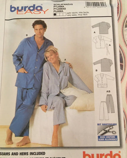 Burda sewing pattern Pajamas mens & womens