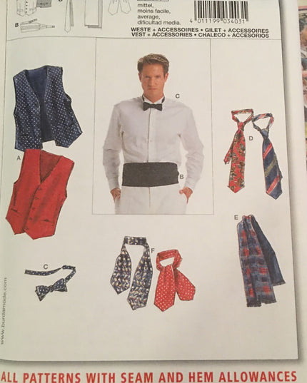 Burda Mens accessories sewing pattern TIES