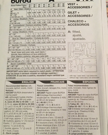 Burda Mens accessories sewing pattern TIES