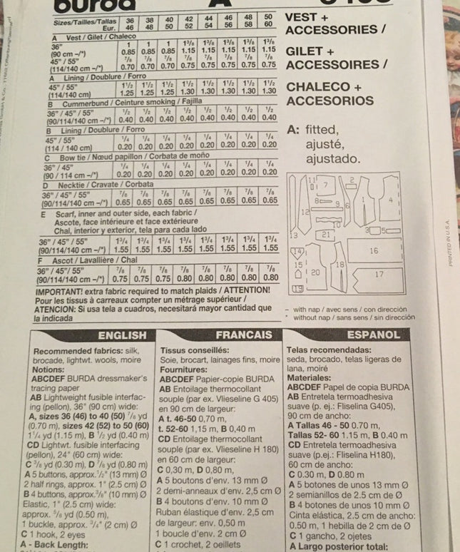 Burda Mens accessories sewing pattern TIES