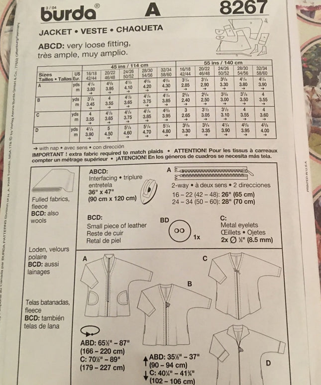 Burda sewing pattern Jacket Uncut womens