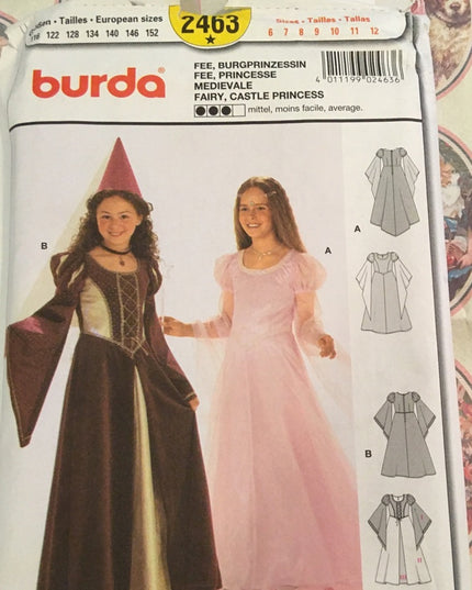 Burda Girls princess costume sewing pattern