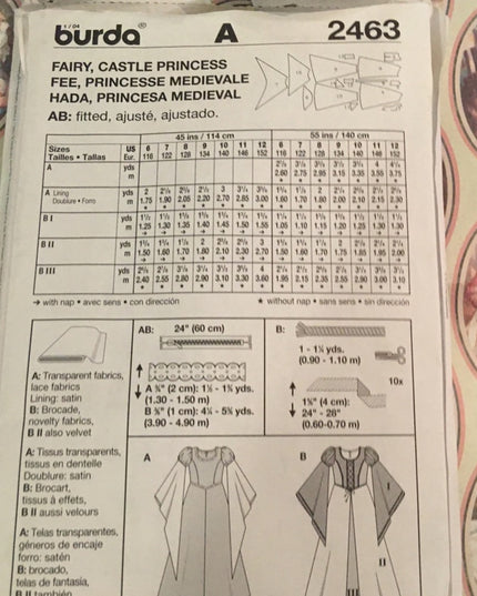 Burda Girls princess costume sewing pattern