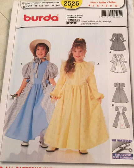 Burda Girls Princess costume sewing pattern 4-10