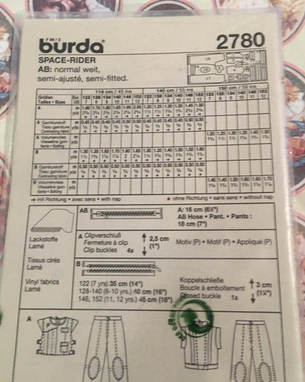 Burda Sewing pattern Space rider child 7-12