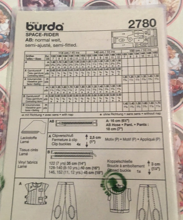 Burda Sewing pattern Space rider child 7-12