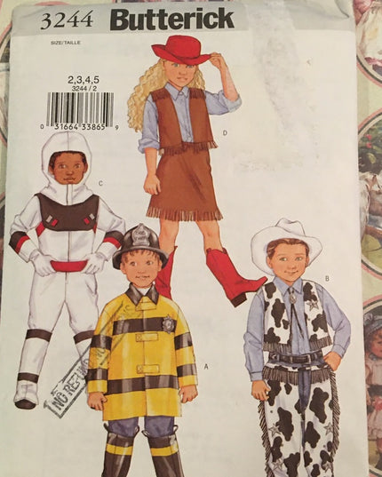 Butterick Childs costumes sewing pattern sz 2-5