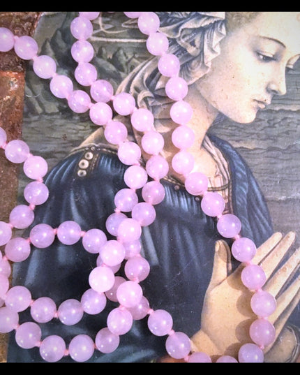 Vintage Rose quartz Necklace 28” long 8mm beads
