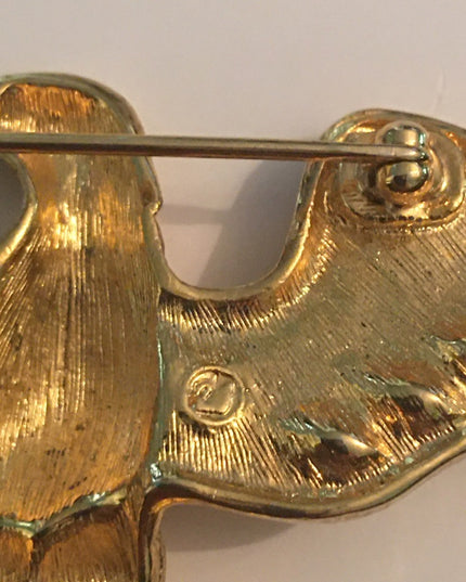 Vintage Swarovski 1980s majestic bald Eagle brooch (swan) Authentic gold finish