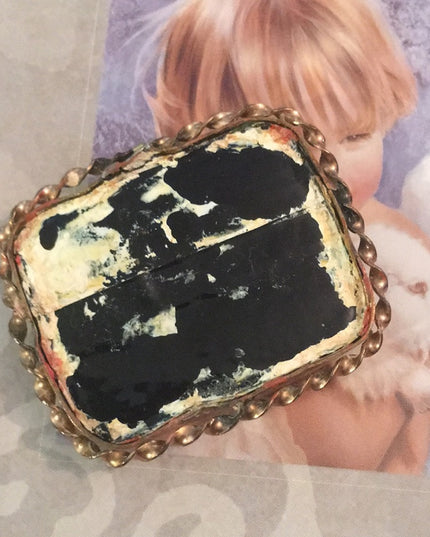 Antique rose gold Cameo brooch painted lady Victorian portrait