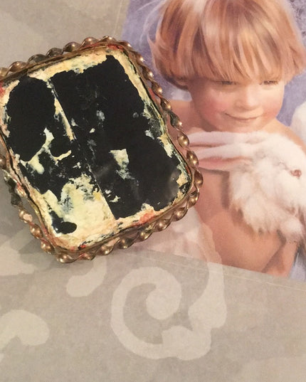 Antique rose gold Cameo brooch painted lady Victorian portrait