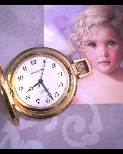 Vintage Magestime Pocket watch gold 17 jewls