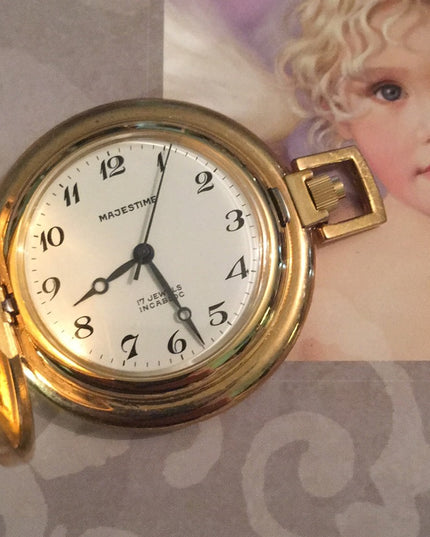 Vintage Magestime Pocket watch gold 17 jewls