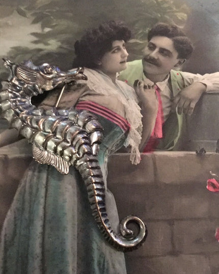 Vintage Beau Sterling Sea horse Brooch Beauty!