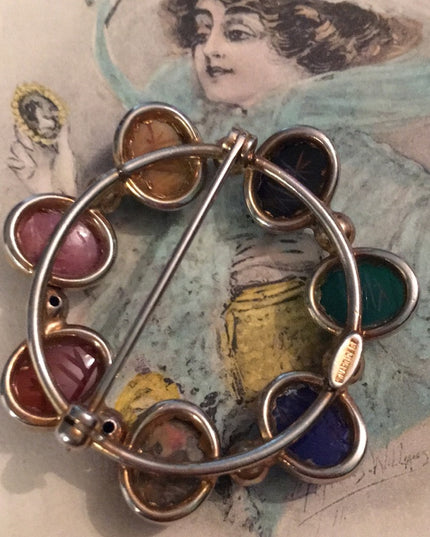 Vintage Winard 12k Gold fillled Egyptian Scarab Stone brooch