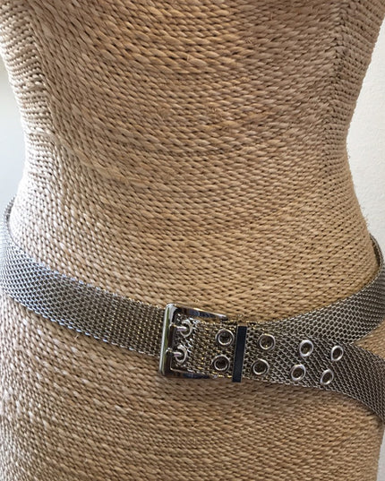 Vintage chain mail metal mesh solid heavy belt