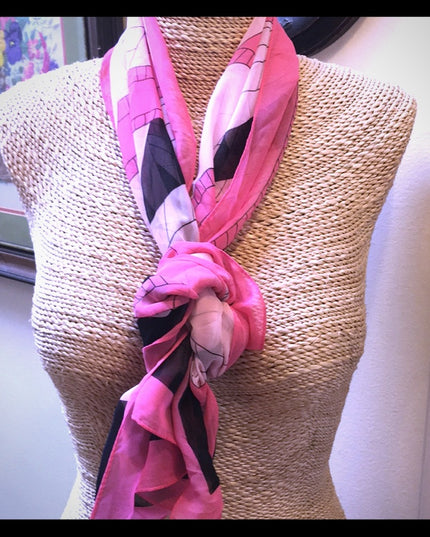 Pink Ribbon light scarf Poly Cancer awarness