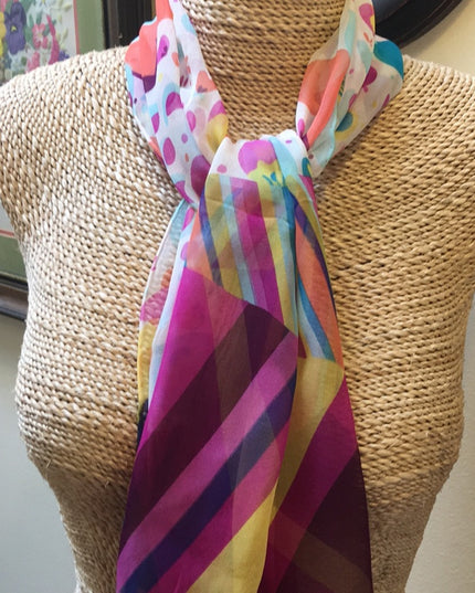 Beautiful colorful pink lines dots scarf So pretty