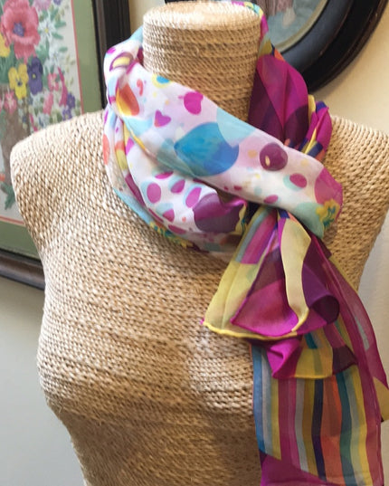 Beautiful colorful pink lines dots scarf So pretty