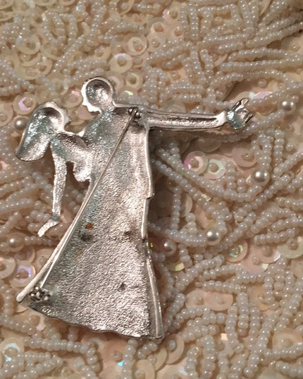 Vintage Dancing couple enamel Brooch