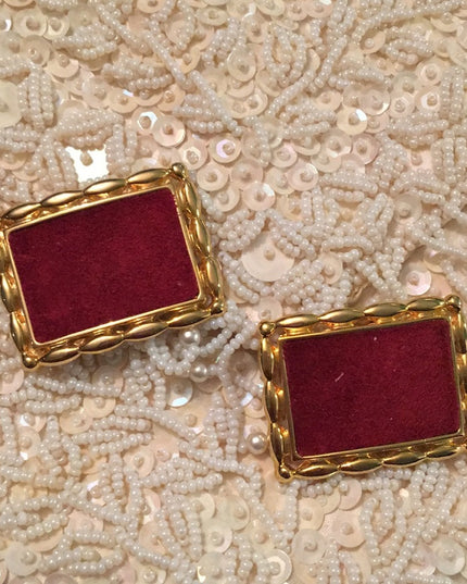 Vintage gold red suede heavy shoe buckle clip