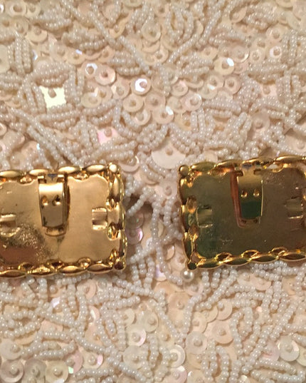 Vintage gold red suede heavy shoe buckle clip