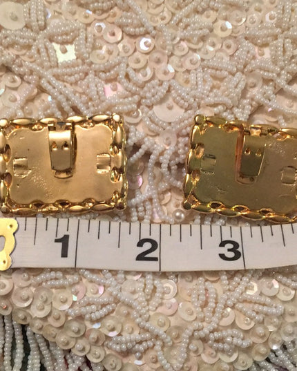 Vintage gold red suede heavy shoe buckle clip