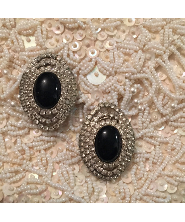 Vintage Crystal rhinestone clip on earrings
