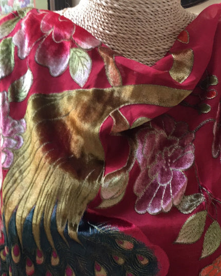 BOHO silk fringe long shawl scarf wrap PEACOCK
