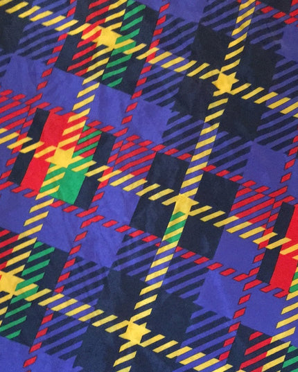 Echo silk Plaid scarf 1980s Vintage print tassel