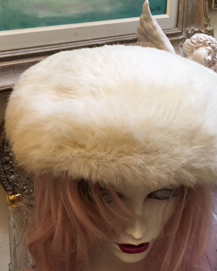 Large Vintage white Rabbit facinator 12” Hat