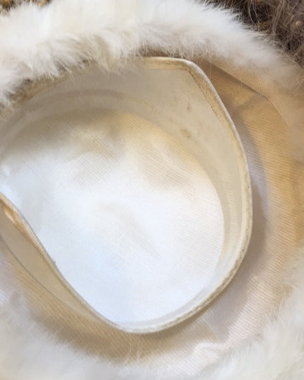 Large Vintage white Rabbit facinator 12” Hat
