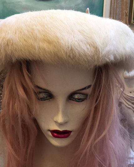Large Vintage white Rabbit facinator 12” Hat