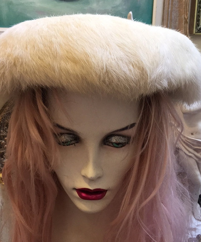 Large Vintage white Rabbit facinator 12” Hat