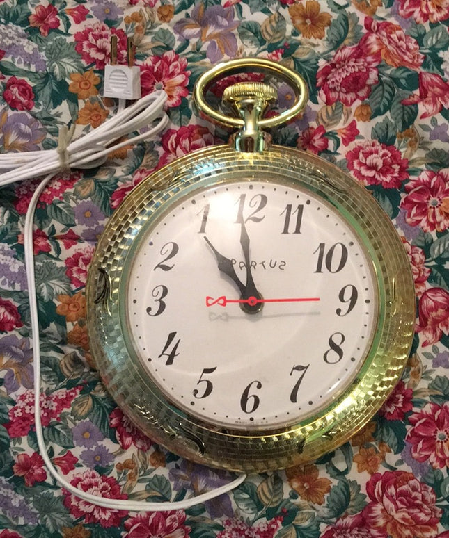 Vintage gold Spartus Bar clock reverse numbers